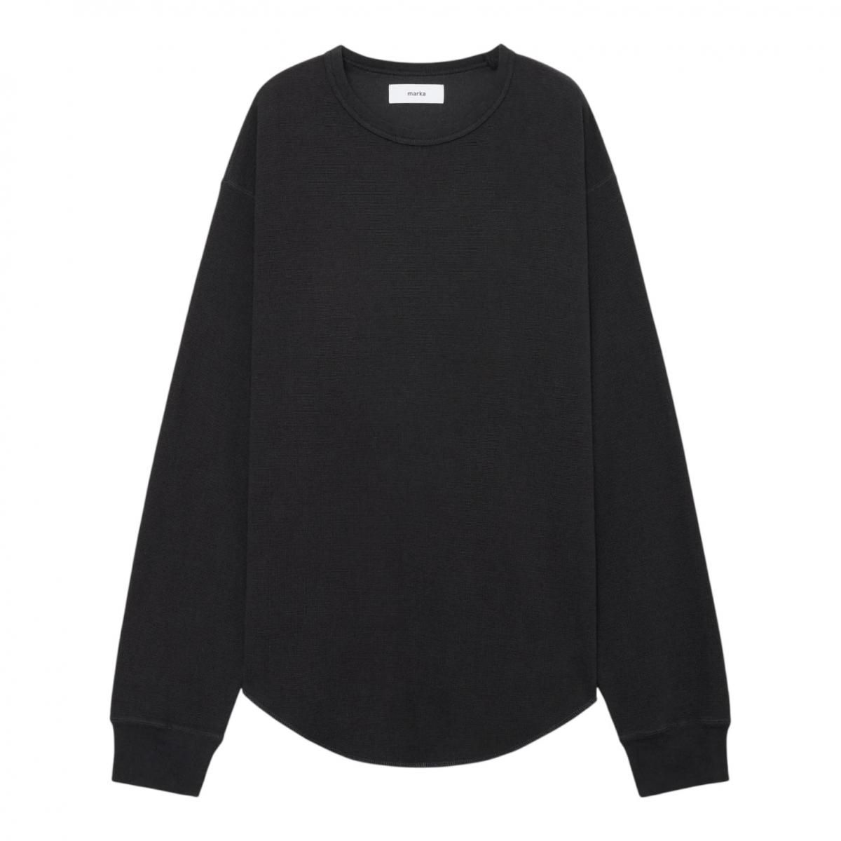 marka <BR>M25D06CS01C Organic Cotton Hemp Mesh Knit Crew Neck L/S Tee (CHARCOAL)