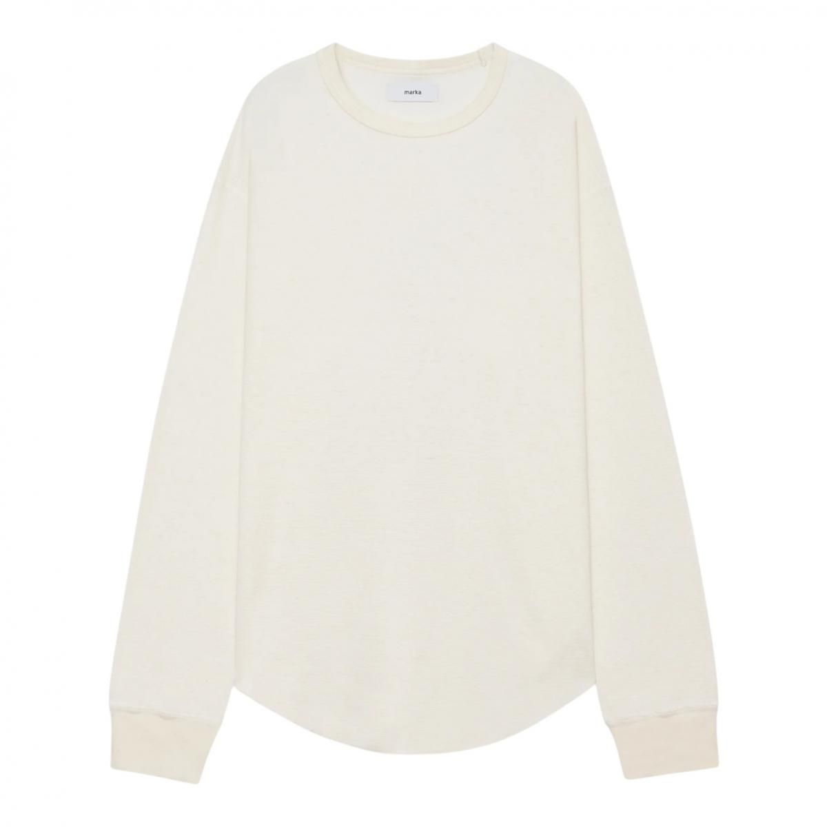 marka <BR>M25D06CS01C Organic Cotton Hemp Mesh Knit Crew Neck L/S Tee (WHITE)