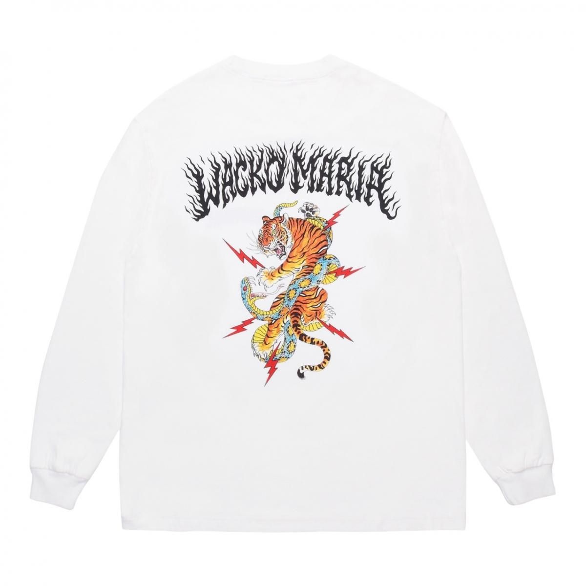 WACKOMARIA<BR>TIM LEHI / WASHED HEAVY WEIGHT CREW NECK LONG SLEEVE T-SHIRT ( TYPE-1 ) (WHITE)