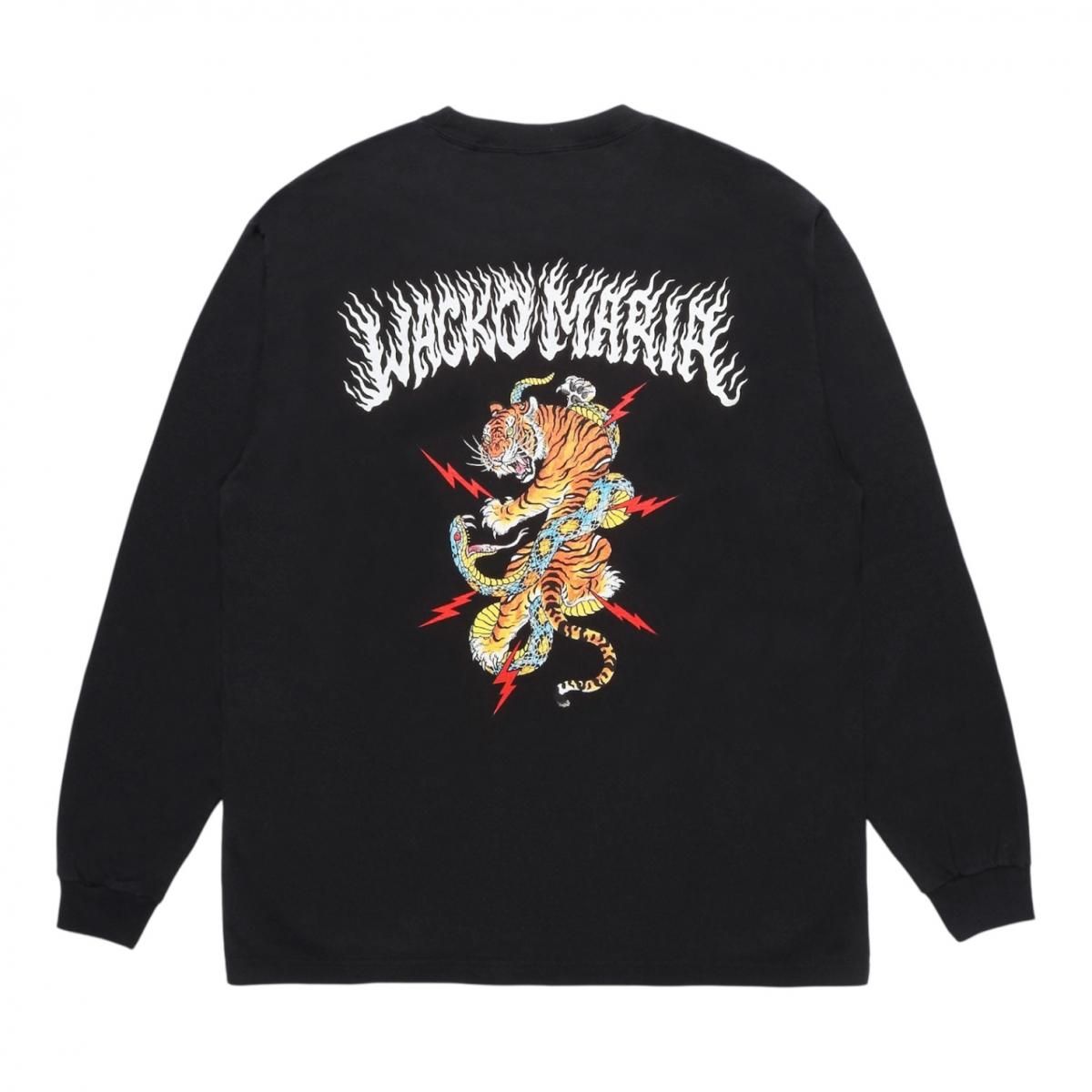 WACKOMARIA<BR>TIM LEHI / WASHED HEAVY WEIGHT CREW NECK LONG SLEEVE T-SHIRT ( TYPE-1 ) (BLACK)
