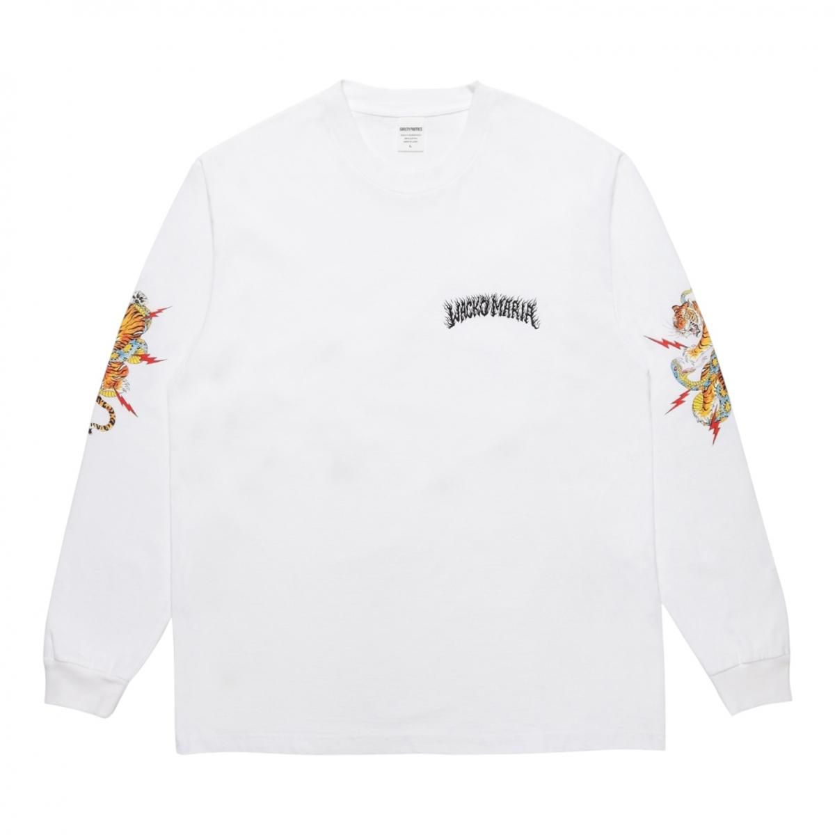 WACKOMARIA<BR>TIM LEHI / WASHED HEAVY WEIGHT CREW NECK LONG SLEEVE T-SHIRT ( TYPE-2 ) (WHITE)