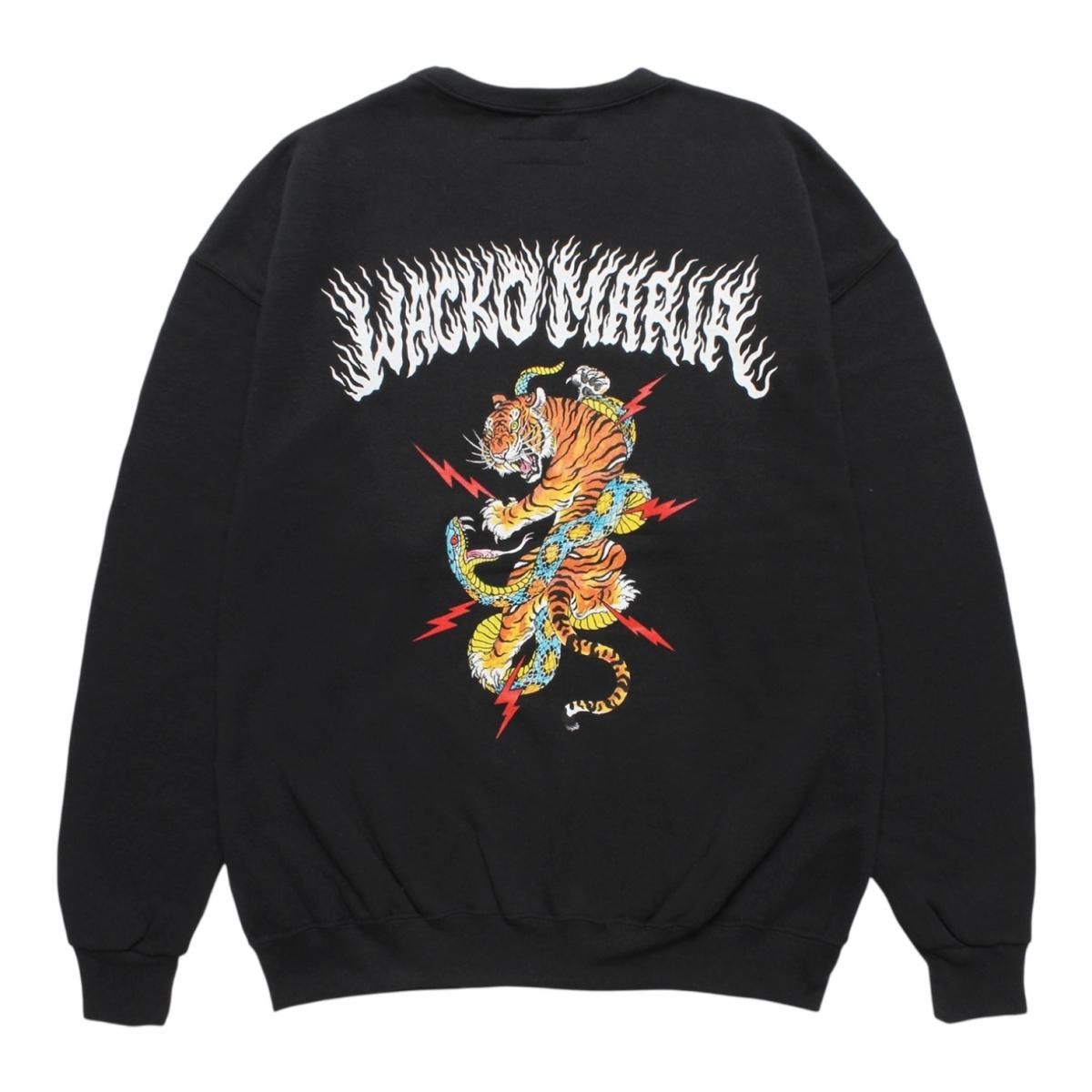 WACKOMARIA<BR>TIM LEHI / CREW NECK SWEAT SHIRT (TYPE-1) (BLACK)