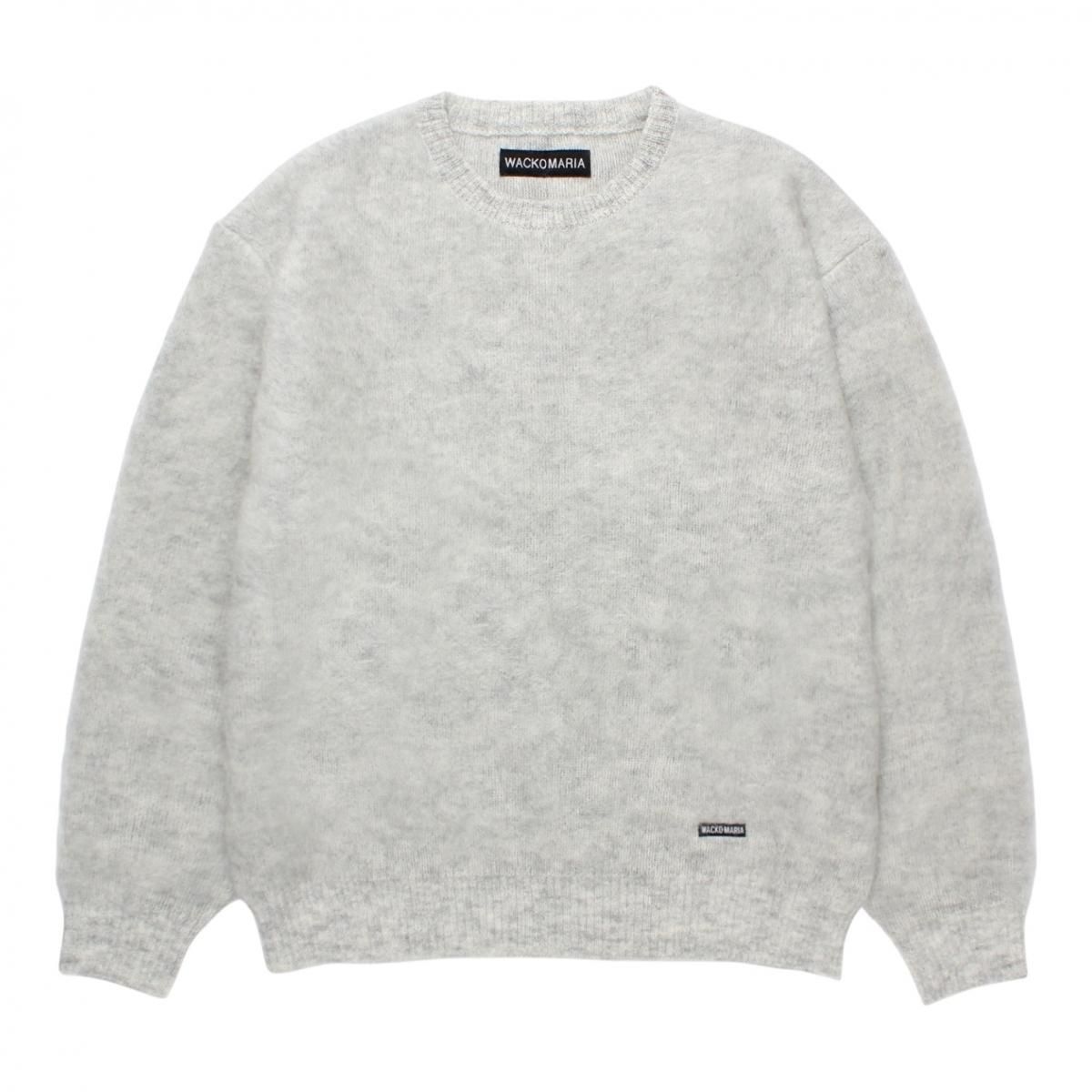 WACKOMARIA<BR>MIX MOHAIR CREW NECK SWEATER (WHITE)