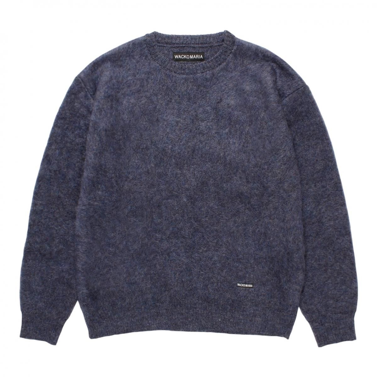 WACKOMARIA<BR>MIX MOHAIR CREW NECK SWEATER (PURPLE)