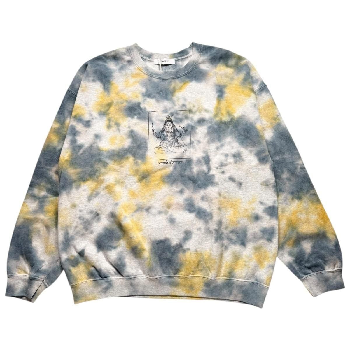 exodus brand<BR>TERPS SIVA TIEDYE SWEAT SHIRT (GRAYYELLOW)