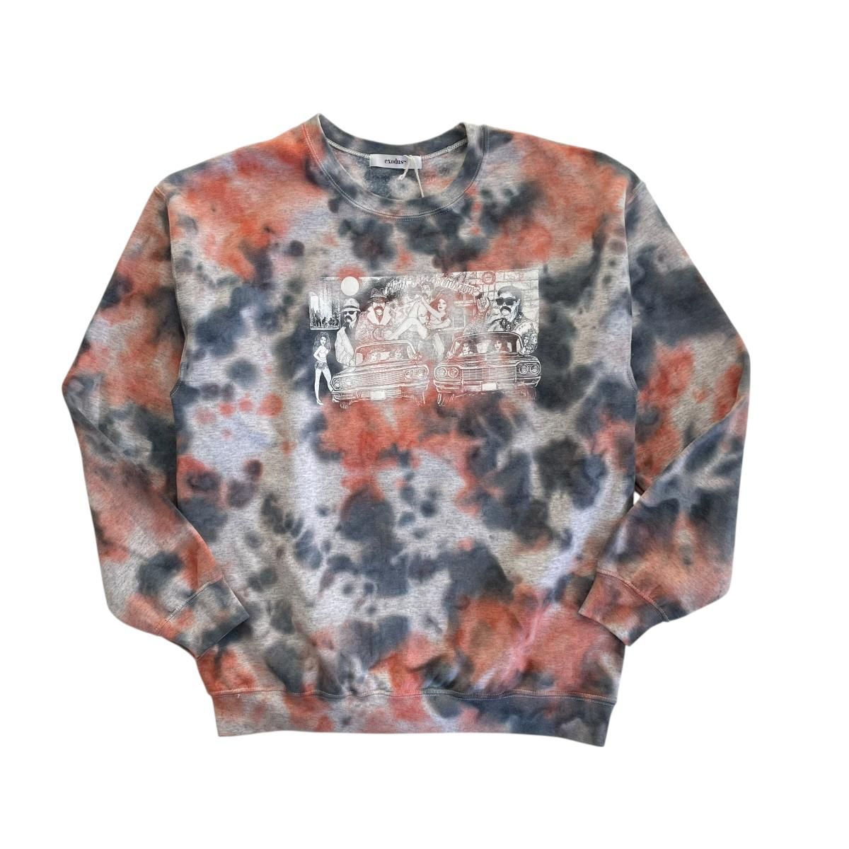 exodus brand<BR>Ain't No Sunshine TIE DYE SWEAT (GRAYORANGE)