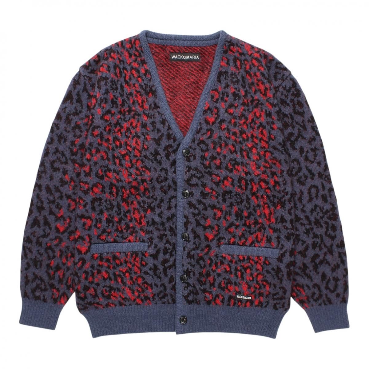 WACKOMARIA<BR>LEOPARD MOHAIR CARDIGAN (NAVY)
