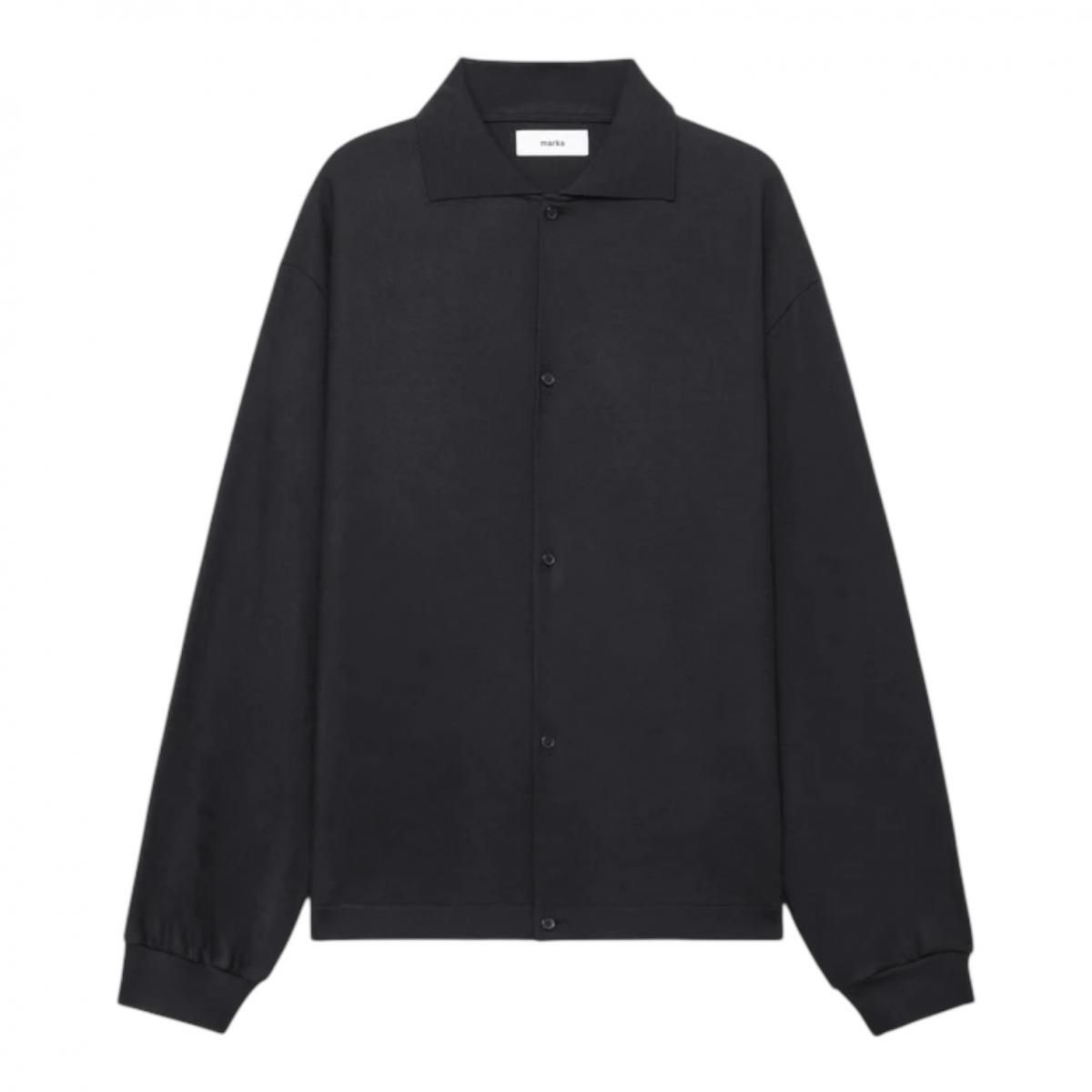 marka <BR>Super 140S Wool Knit Shirt Cardigan (CHARCOAL)