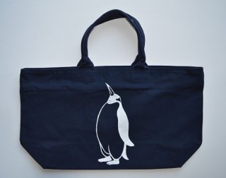 ペンギン　トートバッグ、旅行用バッグ、キャンバスバッグ、ネイビー