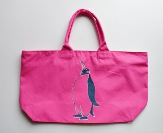 ペンギン　トートバッグ、旅行用バッグ、キャンバスバッグ、ピンク