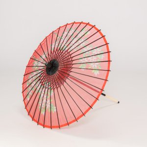 【アウトレット】絹傘（小） プリント花柄 / 赤