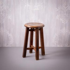 【アンティーク】木製スツール 丸形