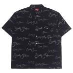HELLRAZOR Metal Script Logo Button Shirt - Black