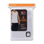 FRUIT OF THE LOOM Mens White A-Shirts 6 Pack - White