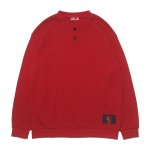 HELLRAZOR Waffle Henley Sweater - Dark Red