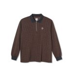 POLAR SKATE CO. Jacques Polo Longsleeve Shirt - Grey Brown