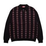 HELLRAZOR Chain Half Zip Knit Sweater -Black