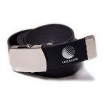 HELLRAZOR Logo Leather Belt with Box- Black/Silver