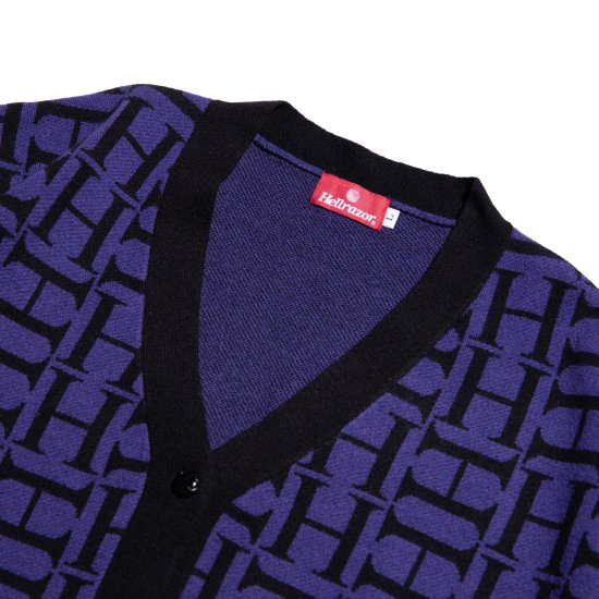 HELLRAZOR H Mono Knit Cardigan- Purple Grey - Waveystore