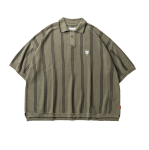 <img class='new_mark_img1' src='https://img.shop-pro.jp/img/new/icons5.gif' style='border:none;display:inline;margin:0px;padding:0px;width:auto;' />TBPR / Stripe Knit Polo - Olive