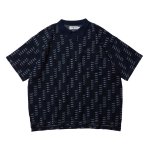 EVISEN Repetition Knit Polo Shirt -Navy