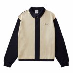 GRAND COLLECTION Knit Quarter Zip Sweater-Navy/Cream