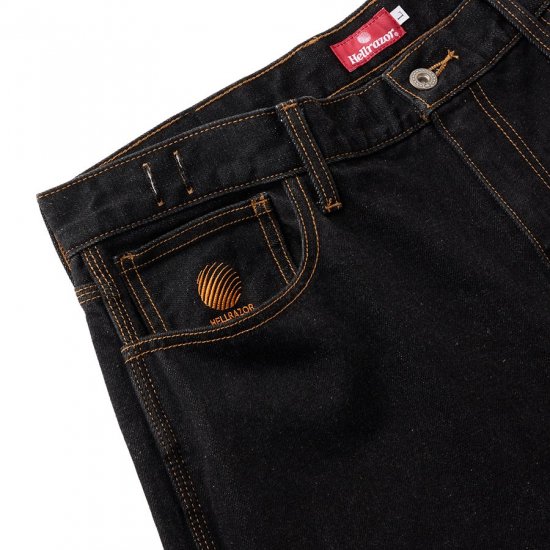 HELLRAZOR Baggie Denim Pants - One Wash Black - Waveystore