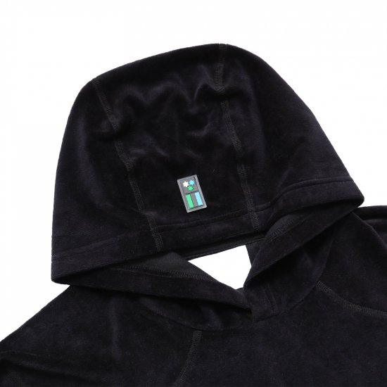 WHIMSY Velour Cycling Hoodie - Black- WAVEY STORE