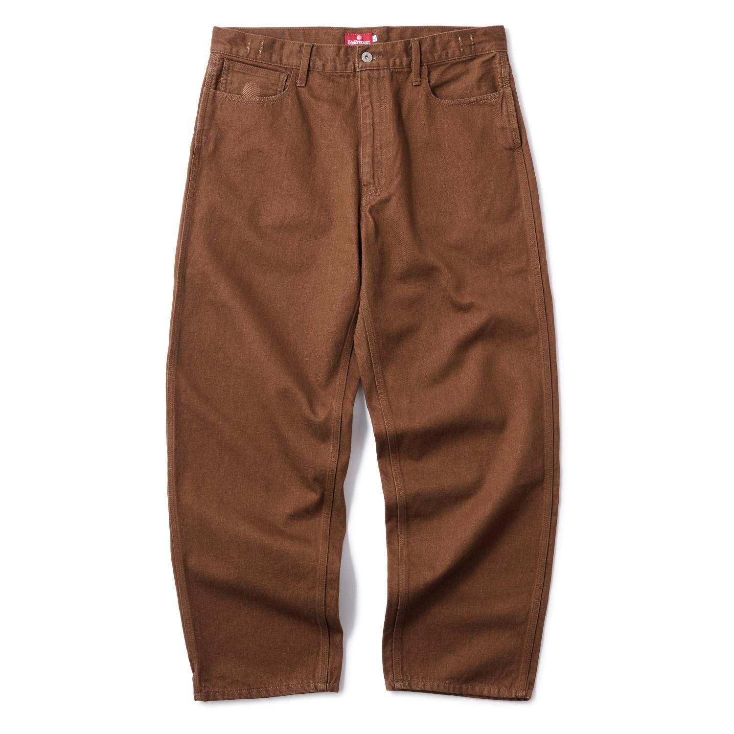 HELLRAZOR Baggie Denim Pants - Brown - Waveystore