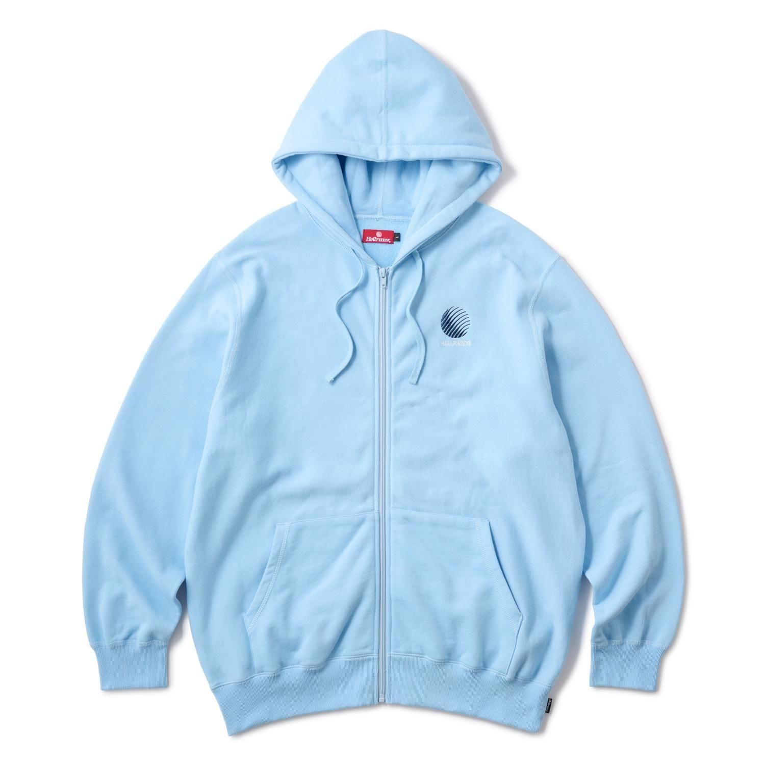HELLRAZOR Logo EMB Patch Full Zip Hoodie - Sky Blue - Waveystore