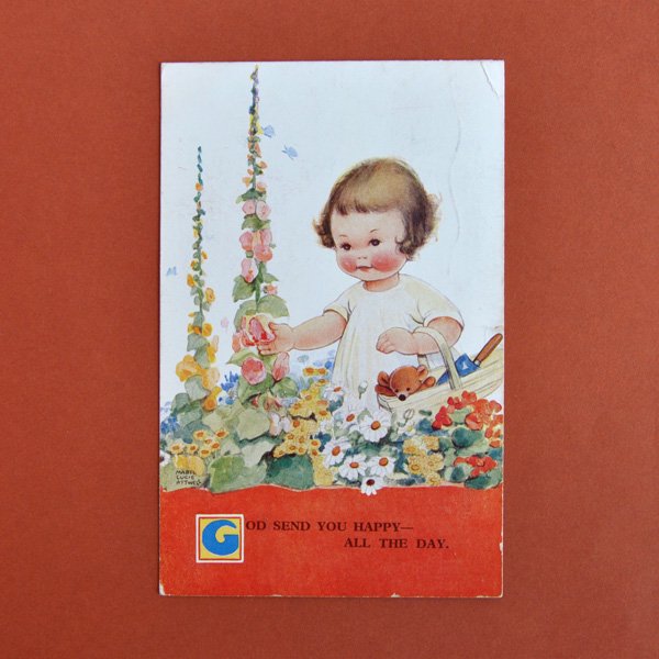 マーベル・ルーシー・アトウェルのカード＜クマと一緒の幼いガーデナー＞ - シトラスペーパー・オンラインショップ
