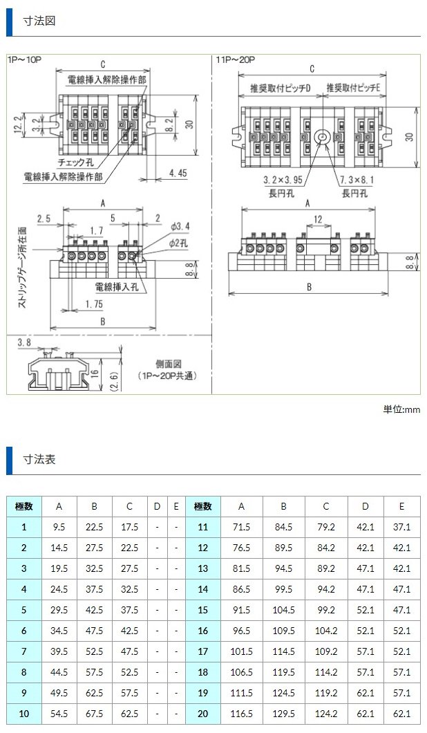 ML-1700-A-6P スクリューレス端子台 サトーパーツ サトーパーツ 中継端子台