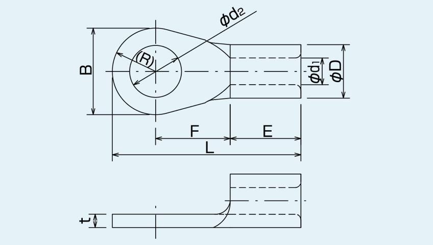 エスコ ESCO 5.5- 5 ［丸形］耐熱裸圧着端子（100個） EA538MA-207