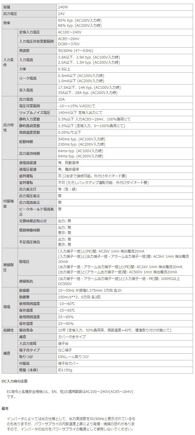 S8VS-24024 オムロン ユニット電源