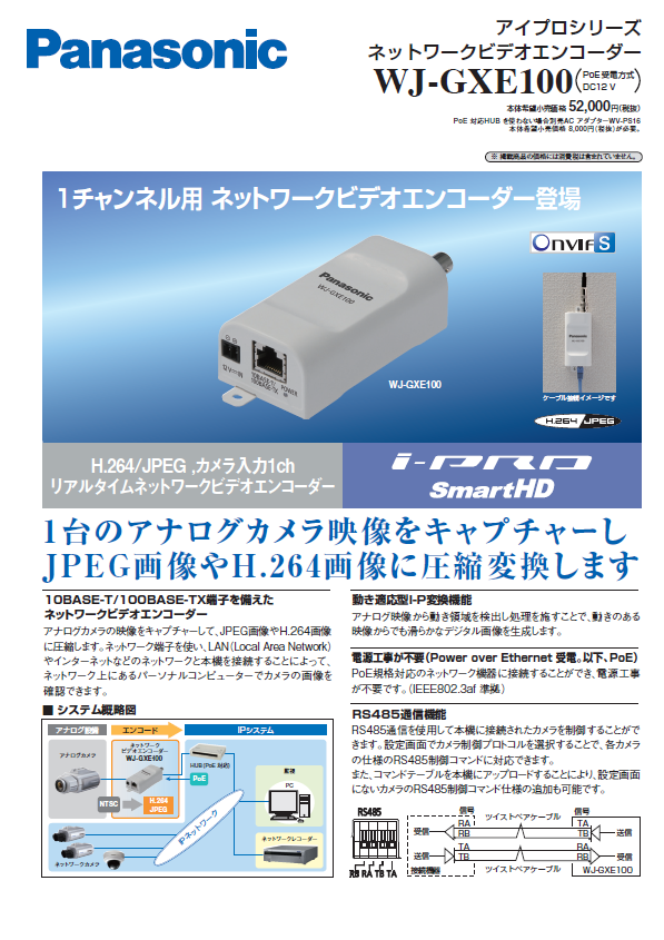 未使用 WJ-GXE100 Panasonic ネットワークビデオエンコーダー-