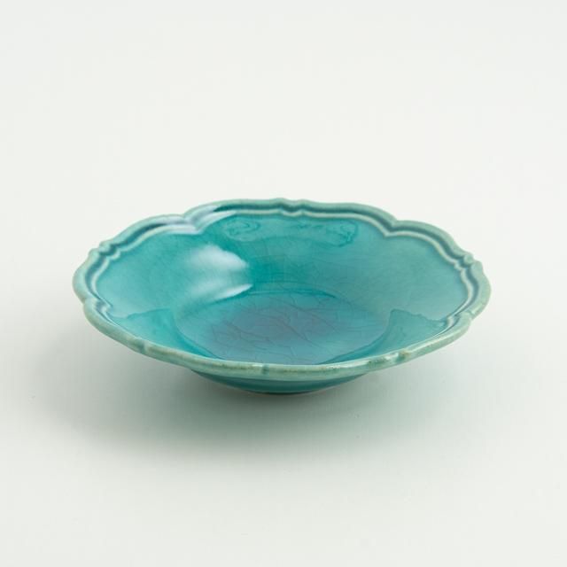 アワビウェア awabiware 輪花皿S トルコブルー瑠璃色