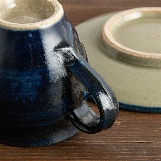 佐久間藤太郎窯 益子 呉須釉コーヒーカップ＆ソーサー ｜FRANK暮らしの道具