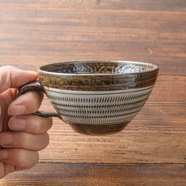 小石原焼 鬼丸豊喜窯 スープカップ とびかんな｜FRANK暮らしの道具
