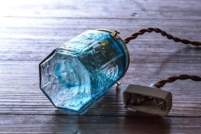 安土草多　ペンダントライト　八角瓶 青 安土草多ペンダントライト八角瓶 青