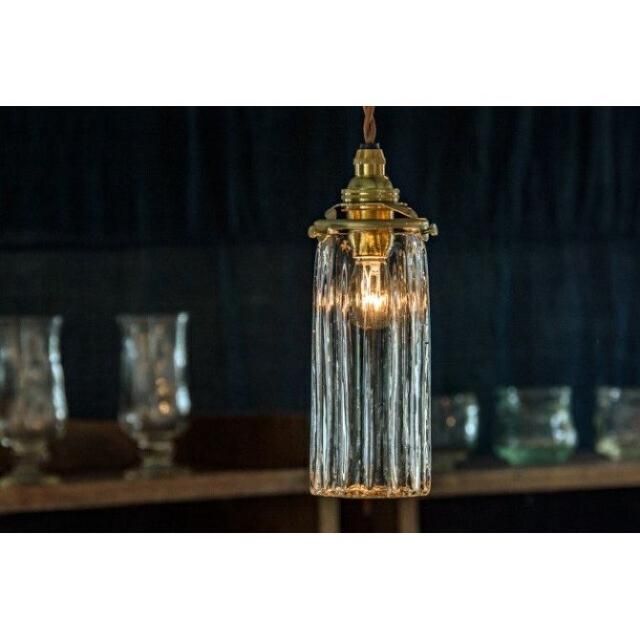 安土草多　ガラスペンダントライト　照明　八角細筒瓶（クラック） 安土草多 ペンダントライト 照明 吹きガラス 八角筒瓶 （クラック