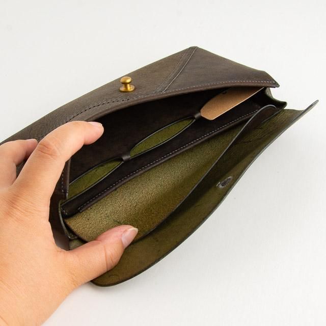 スカンクとアルマジロ 掬い縫いの大財布 ハバナ スメラルド