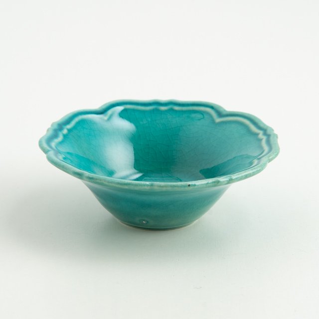 Awabi ware 輪花小鉢 トルコブルー