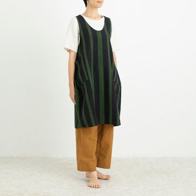 はらっぱ 会津木綿 エプロンドレス 02 すいか縞 H-0024｜ 取扱