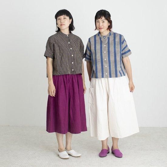 YAMMA ヤンマ 会津木綿スタンドカラーシャツ 半袖 縞 ASC-SH-SD 9 colors YAMMA ヤンマ 会津木綿スタンドカラーシャツ 半袖 縞 ASC-SH-SD
