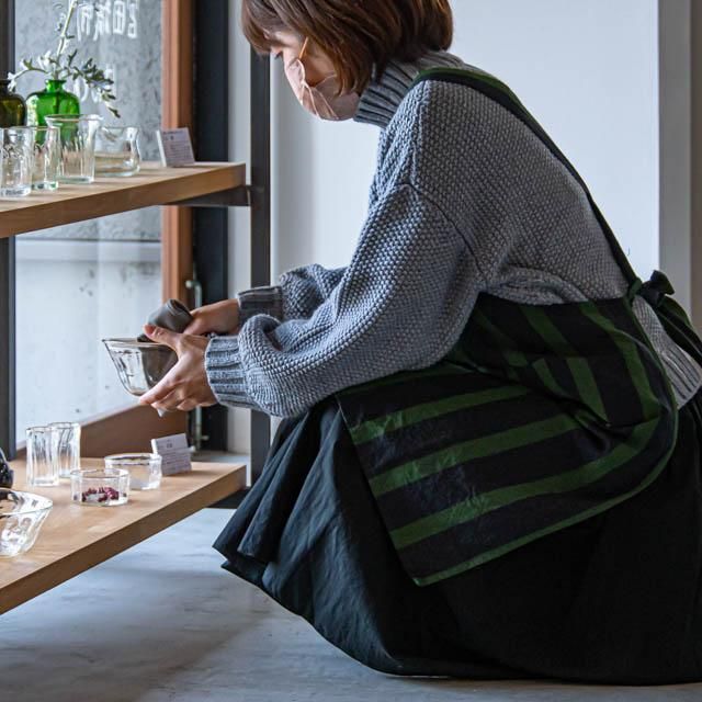 harappa 会津木綿 普通のエプロン 06 滝縞 H-0023-2｜はらっぱ