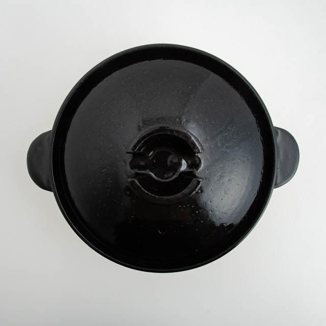 長谷園 かまどさん 2号炊き 黒 陶器製土鍋 蓋付き 長谷園 伊賀