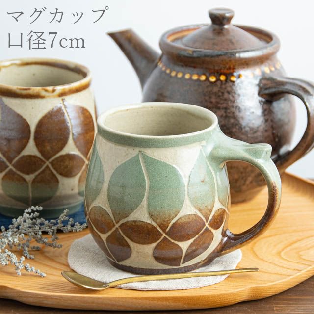 岡田崇人 益子 掻落マグカップ Ｌ 07 丸 掛分 下茶