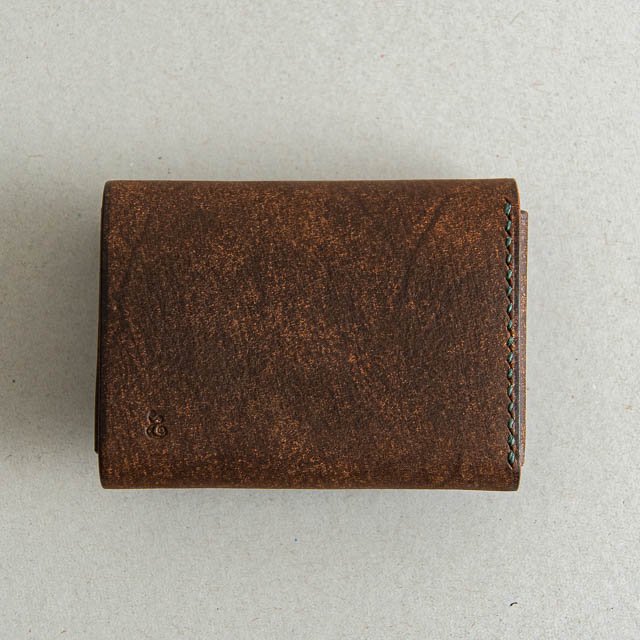 スカンクとアルマジロ 掬い縫いの小財布 01 ハバナ革 アケロ