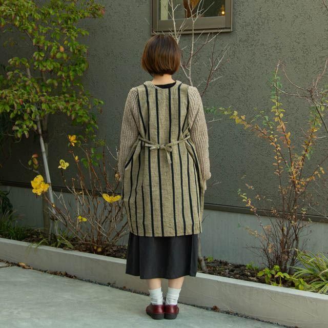 harappa 会津木綿 エプロンドレス 12 ともえ縞 H-0024|はらっぱ harappa 会津木綿 エプロンドレス 12 ともえ縞 H-0024|はらっぱ