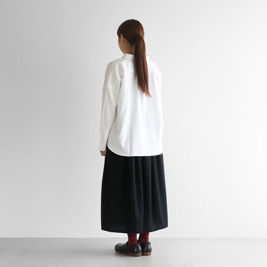 HUIS ハウス オーガニックコットンビエラワイドブラウス 白